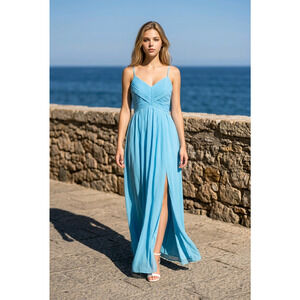 Woman's Turquoise Full Length Dress #4107